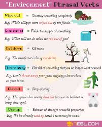 Environment Vocabulary 10 Useful Environment Phrasal Verbs 7 E S L English Verbs Learn English Learn English Words