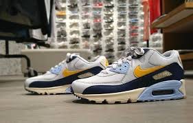 Nike Air Max 90 Essential Blue Void Yellow Ochre Aj1285 008 Rare Trainers Nike Lifestyle