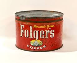 Vintage 1950s Folgers Coffee Can Key Wind Original Lid Etsy Folgers Coffee Coffee Cans Folgers