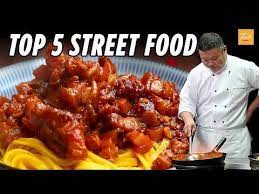 Top 5 Street Food Recipes By Chinese Masterchef Asmr Cooking Taste Show Youtube Braised Pork Belly Street Food Braised Pork
