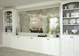 For a sleek and modern appearance, the addition of a glass tile backsplash to the kitchen or bathroom is a wonderful way to upgrade a room's overall aesthetics. Image Result For Mirror Built In Counter Buffet Antique Mirror Mirror Backsplash Kitchen Glass Backsplash Kitchen