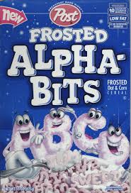 It's the classic abc song with big and small letters.arranged and performed by a.j. Frosted Alpha Bits C 1998 Kraft Foods Inc Cereal Packaging Best Cereal Cereal Flavors