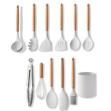 Same day delivery to 60601. Homgeek Silicone Cooking Utensil Set Non Stick Kitchen Utensils Set 11 Pcs Heat Resistant Kitchen Tools With Wooden Handle Walmart Com Walmart Com