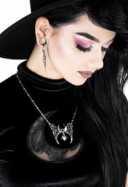 Restyle Jewelry Silver Gothic Moon Necklace With Crystal Branch Crescent