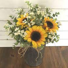 Farmhouse Sunflower Arrangement Rustic Floral Arrangement Faux Sunflower Arrangement Rustic Farmhouse Decor Housewarming Gift Get Well Gift Sunflower Arrangements Sunflower Floral Arrangements Sunflower Centerpieces