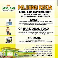 10 menit langsung aktiv hari ini juga, daftar di indriver ini gratiss tanpa biaya sedikit pun. Lowongan Kerja Assalaam Hypermarket Di Solo Info Loker Solo