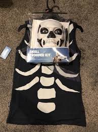 Each set has a least two items or more. S Fortnite Skull Trooper Costume Kit Adult Small Mask Shirt Global Retail Com