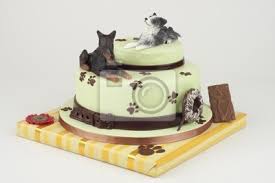 Der hund trägt eine rote fliege und einen schwarzen zylinderhut; Kuchen Mit Einem Paar Von Zahlen Hund Fototapete Fototapeten Marzipan Torte Cremig Myloview De
