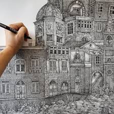 This Artist Uses Pen To Create Beautifully Intricate Line Drawings Ink Pen Art Architecture Drawing Line Drawing Artists