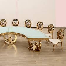 Cast aluminum 60 round outdoor dining table, created for macy's. Classic Royal 12 Seater Half Moon Round Gold Banquet Dining Room Table And Chairs Buy Banquet Dining Table Gold Banquet Dining Room Table Dining Room Table Product On Alibaba Com