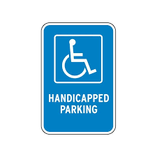 Access aisle width is at least 60 inches, must be at the same level and the same length as the adjacent parking space(s) it serves, maximum slope in all directions is 1:48, and access aisle must connect to an accessible route to the building. Handicapped Parking Sign Handicapped Parking Signs Disabled Parking Signs Bilingual Handicapped Parking Signs
