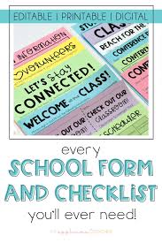 Back To School Forms And Checklists Printables Editable Digital Bundle In 2020 School Forms Teacher Forms Teaching Classroom