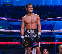 Eman Bacosa, son of Filipino boxing legend Manny Pacquiao, wins over Nico  Salado in their lightweight division bout during the Thrilla in Manila II  event at the Araneta Coliseum on Wednesday, October