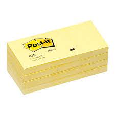 3M™ Post-It® Sticky Notes 653, Canary Yellow, 1.5X2Inch, 12/Pk