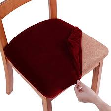 Pull the fabric taut to the seat and staple it into place. Original Velvet Dining Chair Seat Covers Stretch Fitted Dining Room Upholstered Chair Seat Cushion Cover Removable Washable Furniture Protector Slipcovers With Ties Set Of 2 Wine Red Walmart Canada