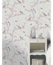 Wallpaper With Birds And Flowers For Walls Make Sure To Check Out All Four Colours Of This Striking Wallpaper It Features Beautiful Bi Girls Room Wallpaper Bird Wallpaper Bedroom Feature Wall Wallpaper