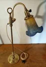 Lampe d epoque art déco vers 1925. Lot Art Muller Muller Freres Luneville Desk Lamp Gooseneck Lamp Bronze Tulip Glass Paste