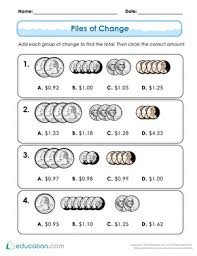 Identifying Currency And Counting Are Valuable Math And Life Skills Add Up The Piles Of Change To Money Worksheets Money Word Problems Word Problem Worksheets