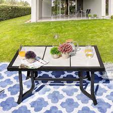 Check spelling or type a new query. Amazon Com Lokatse Home Outdoor Patio Square Dining Table All Weather Furniture With Tile Top And Metal Legs Patio Lawn Garden
