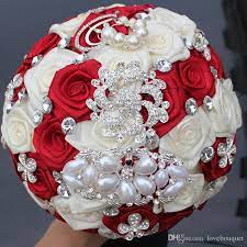 Local portland florist since 1985 exceptional service, great quality 17cm Red And Milk White Wedding Flowers Crystal Pearl Peacock Brooch Bridal Bouquets Artificial Rose Wedding Bouquet Ramos De Novia From Lovebouquet 29 15 Dhgate Com