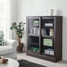 Havsta Glass Door Cabinet With Base Dark Brown Clear Glass Ikea Puerta De Cristal Cajas Con Tapa Vidrio Transparente