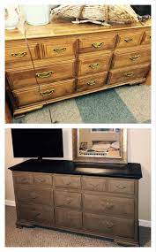salvation army dresser solid piece redone with annie sloan coco and graphite and dark wax chalk paint furniture kitchen style painted furniture