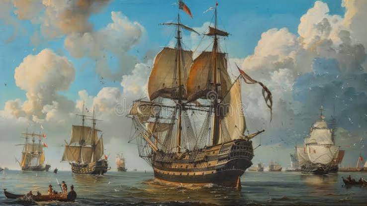 Dutch East India Company: Majestic Ship Anchored in 17th Century Amsterdam Stock Illustration - Illustration of merchant, trade: 315584686