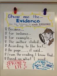 anchor charts for reading show me the evidence evidence