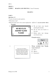 People with skill should be famous not got 5 in my mock as you did. Pdf Test 1 Paper 1 Reading And Writing 1 Hour 30 Minutes Reading Part 1 Questions 1 5 Look At The Text In Each Question Example Answer 1 Whose Textbook Does Natalie