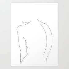 Sketch made with black ink and pencil., woman body sketch. Minimal Line Drawing Of Women S Body Alex Art Print By Thecolourstudy Society6