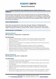 general contractor resume samples