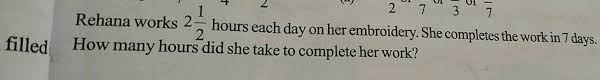 We did not find results for: Rehana Works 2 Frac 1 2 Hours Each Day On Her Embroidery She Completes The Work In 7 Days Nfilled How Many Hours Did She Take To Complete Her Work