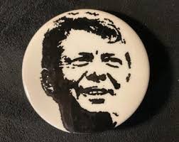 Vintage Jimmy Carter Campaign Button: 1976 B/W Drawing (2 1/4")