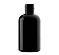 Boston Round Squat Black Plastic Bottle - Samples