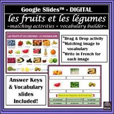 French Fruits Legumes Fruits Vegetables Matching Food Vocabulary Digital In 2020 Vocabulary Fruit Food Vocabulary