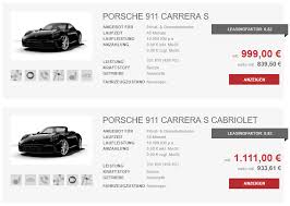 You can then back into the lease payment by assuming a rate of around 10% over 60 months. D Bestpreis Porsche 911 Carrera S Und Carrera S Cabriolet Leasing Ab 999 Euro Im Monat Brutto Frei Konfigurierbar Sparneuwagen De