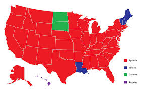 Second Most Prevalent Languages In The United States Historical Maps United States Map Us Map