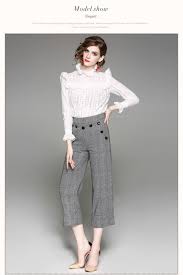 High Neck Shirt And Cropped Pant Suit For Women Looks Good On You High Neck Shirts Suits For Women Pants