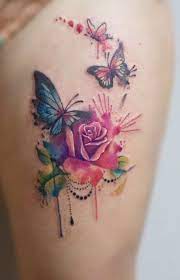 53 Trendy Tattoo Butterfly Rose Thighs Rose And Butterfly Tattoo Watercolor Butterfly Tattoo Butterfly Tattoo On Shoulder