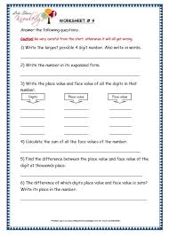 Grade 3 Maths Worksheets 4 Digit Numbers 1 3 Finding The Face Value And Place Value Of 4 Digi Place Value Worksheets Math Worksheet 3rd Grade Math Worksheets