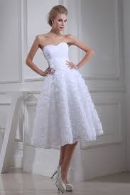 Beautiful Knee Length Ball Gown Sweetheart Ruffled Flowers Organza Wedding Dress With Feathers Wedding Dress With Feathers Organza Wedding Dress Short Wedding Dress