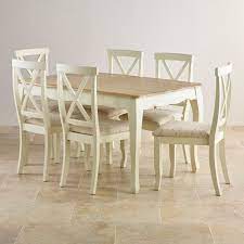 Bella Brushed Oak And Painted 4ft 7 Dining Table Chairs Table And Chairs Oak Dining Table