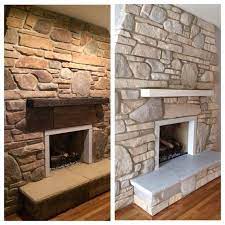 If your brick fireplace is already painted, then we'll show you a different way to get a similar look later in the article. Kandallo Reload Stone Fireplace Makeover Whitewash Stone Fireplace Painted Stone Fireplace