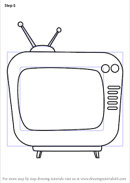 Darken lines and add computer graphics as preferred. Learn How To Draw Television For Kids Objects Step By Step Drawing Tutorials