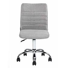 Furniturer Office Chair Grey Fabric Chromed Metal Swivei Armless Computer Chair Secretary Chair Task Chair Chair Accent Chairs For Sale
