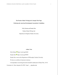 This page contains sample papers formatted in seventh edition apa style. General Format Purdue Writing Lab