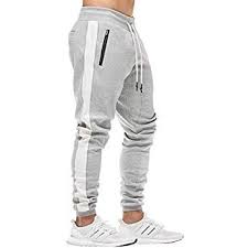 Mech Eng Men S Workout Joggers Stripe Gym Pants Slim Fit Sweatpants Zipper Pockets Light Grey Tag 2xl Jogger Pants Style Jogger Pants Drawstring Jogger
