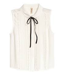White Sleeveless Blouse In Woven Fabric Peter Pan Collar With Tie Pin Tucks And Lace Trim Inse Sleeveless Blouse Women Shirts Blouse White Sleeveless Blouse