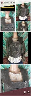 Mcginn Knightsbridge Convertible Leather Jacket Collarless Denim Jacket Leather Jacket Cropped Cable Knit Sweater