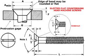 Slotted Flat Countersunk Head Machine Screw Dimensions